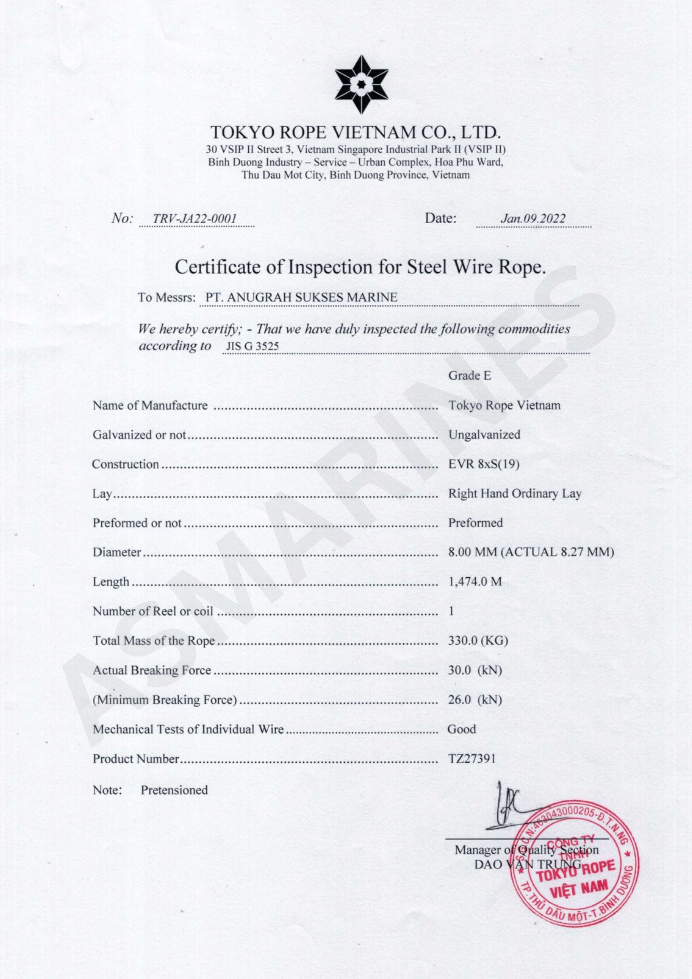 sertifikat tokyo rope